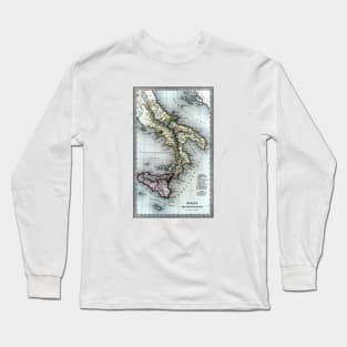 1835 Map of the Kingdom of the Two Sicilies Long Sleeve T-Shirt